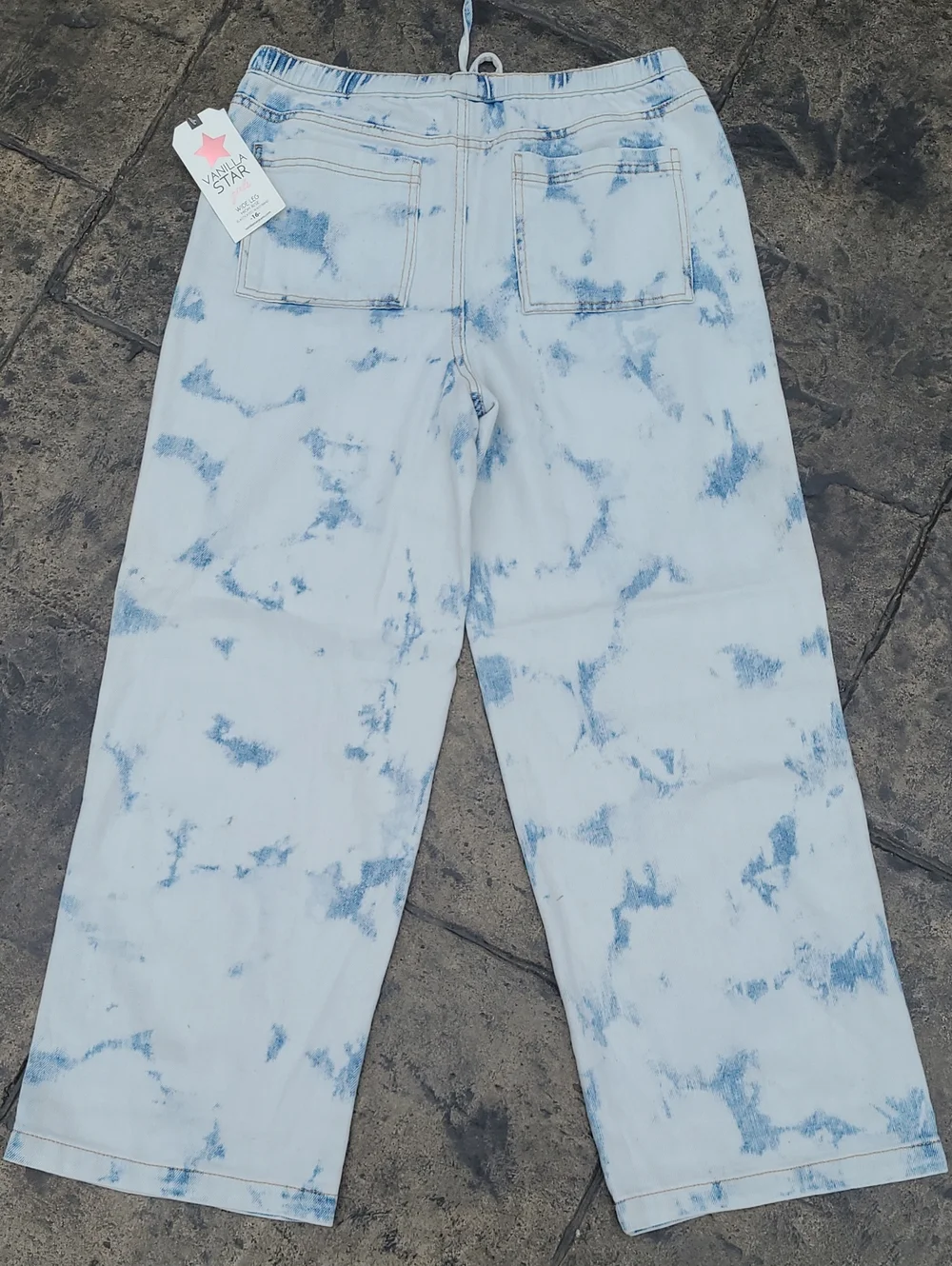 NWT! Vanilla Star Girls 16 wide leg high rise tie dye denim retro inspired jeans
